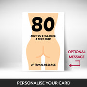 What can be personalised on this 80th birthday card for women