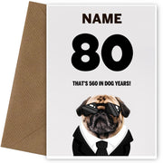 Happy 80th Birthday Card - 80 is 560 in Dog Years!