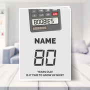 happy 80th birthday card shown in a living room