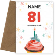 Happy 81st Birthday Card - Fun Cupcake Design