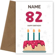 Happy 82nd Birthday Card - Fun Birthday Cake Design