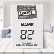 happy 82nd birthday card shown in a living room