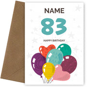 Happy 83rd Birthday Card - Fun Balloons Design