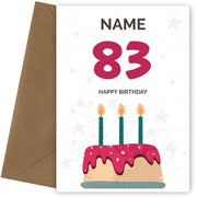 Happy 83rd Birthday Card - Fun Birthday Cake Design