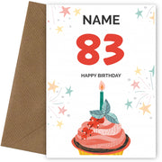 Happy 83rd Birthday Card - Fun Cupcake Design