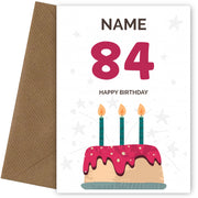 Happy 84th Birthday Card - Fun Birthday Cake Design