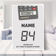 happy 84th birthday card shown in a living room