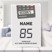 happy 85th birthday card shown in a living room