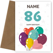 Happy 86th Birthday Card - Fun Balloons Design