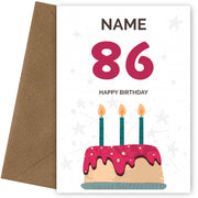 Happy 86th Birthday Card - Fun Birthday Cake Design