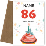 Happy 86th Birthday Card - Fun Cupcake Design