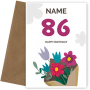 Happy 86th Birthday Card - Bouquet of Flowers