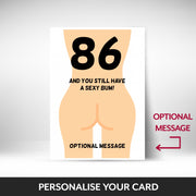 What can be personalised on this 86th birthday card for women