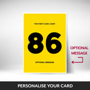 What can be personalised on this 86th birthday card for him