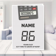 happy 86th birthday card shown in a living room