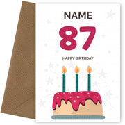 Happy 87th Birthday Card - Fun Birthday Cake Design