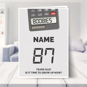 happy 87th birthday card shown in a living room