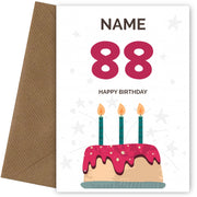 Happy 88th Birthday Card - Fun Birthday Cake Design