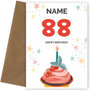 Happy 88th Birthday Card - Fun Cupcake Design