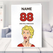 funny 88th birthday card shown in a living room