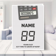 happy 89th birthday card shown in a living room