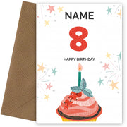 Happy 8th Birthday Card - Fun Cupcake Design