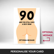 What can be personalised on this 90th birthday card for women