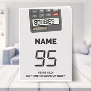 happy 95th birthday card shown in a living room