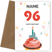 Happy 96th Birthday Card - Fun Cupcake Design