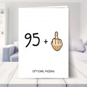 funny 96th birthday card shown in a living room