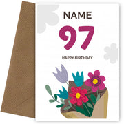 Happy 97th Birthday Card - Bouquet of Flowers