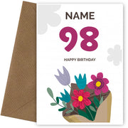 Happy 98th Birthday Card - Bouquet of Flowers