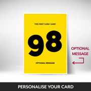 What can be personalised on this 98th birthday card for him