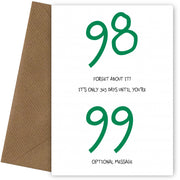 Happy 98th Birthday Card - Forget about it!