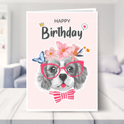 happy birthday from the dog shown in a living room