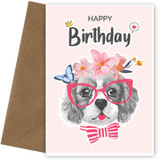 Floral Dog Birthday Card - Happy Birthday From the Dog Cards