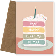Female Happy Birthday Card for Girls, Mum, Daughter or Niece - Rainbow Cake