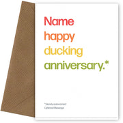 Personalised Happy Ducking Anniversary Card
