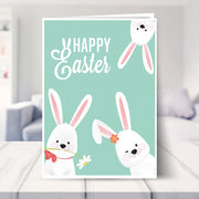 bunny easter card shown in a living room