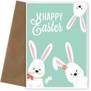 Bunny Easter Card for Girls - 1st Easter Card for Granddaughter Daughter or Toddler
