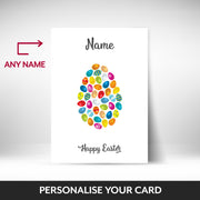 What can be personalised on this fun easter cards