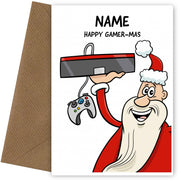 Funny Christmas Card for Gamers - Happy Gamer-mas Cards for Gaming Kids