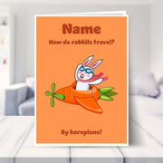 humorous easter cards shown in a living room