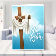 religious easter card shown in a living room