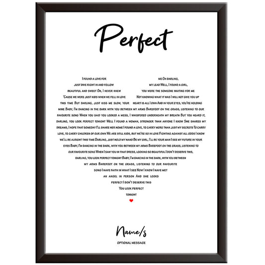 Personalised Heart Shaped Music Lyrics Print