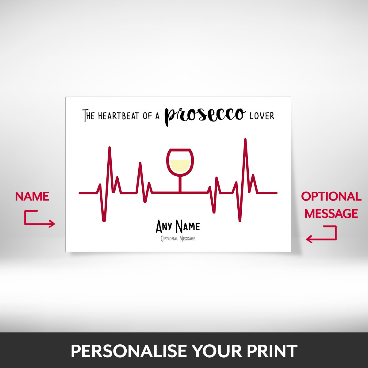 What can be personalised on this heartbeat print