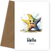 Congratulations Baby Boy Card or New Baby Girl Card - Hello Little One - Starfish