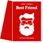 Merry Christmas Card for Best Friend - Hipster Santa