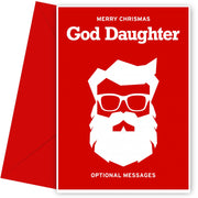Merry Christmas Card for God Daughter - Hipster Santa