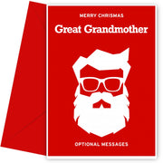 Merry Christmas Card for Great Grandmother - Hipster Santa